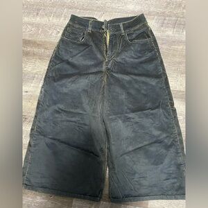 Black Wide-Leg Corduroy Pants